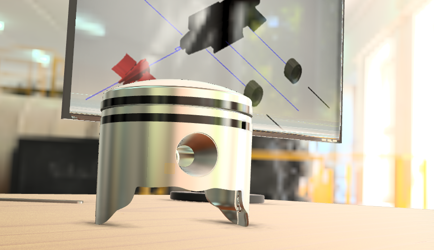 Two-stroke engine piston CAD model